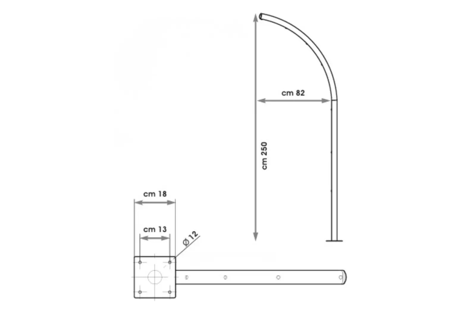 Rozměry zaobleného mlžícího sloupu