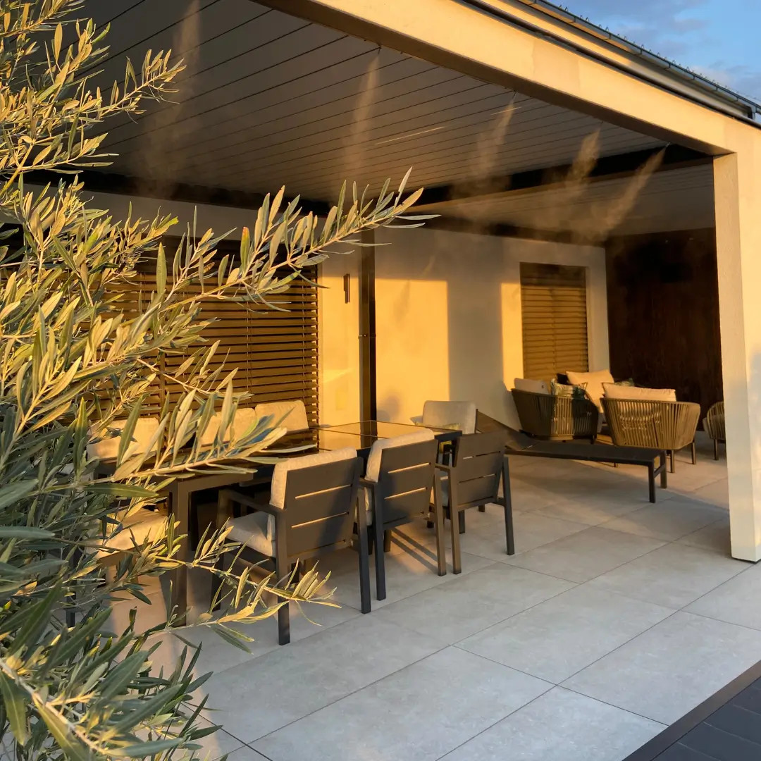 Vodní prvek na terasu vysokotlaká vodní mlha