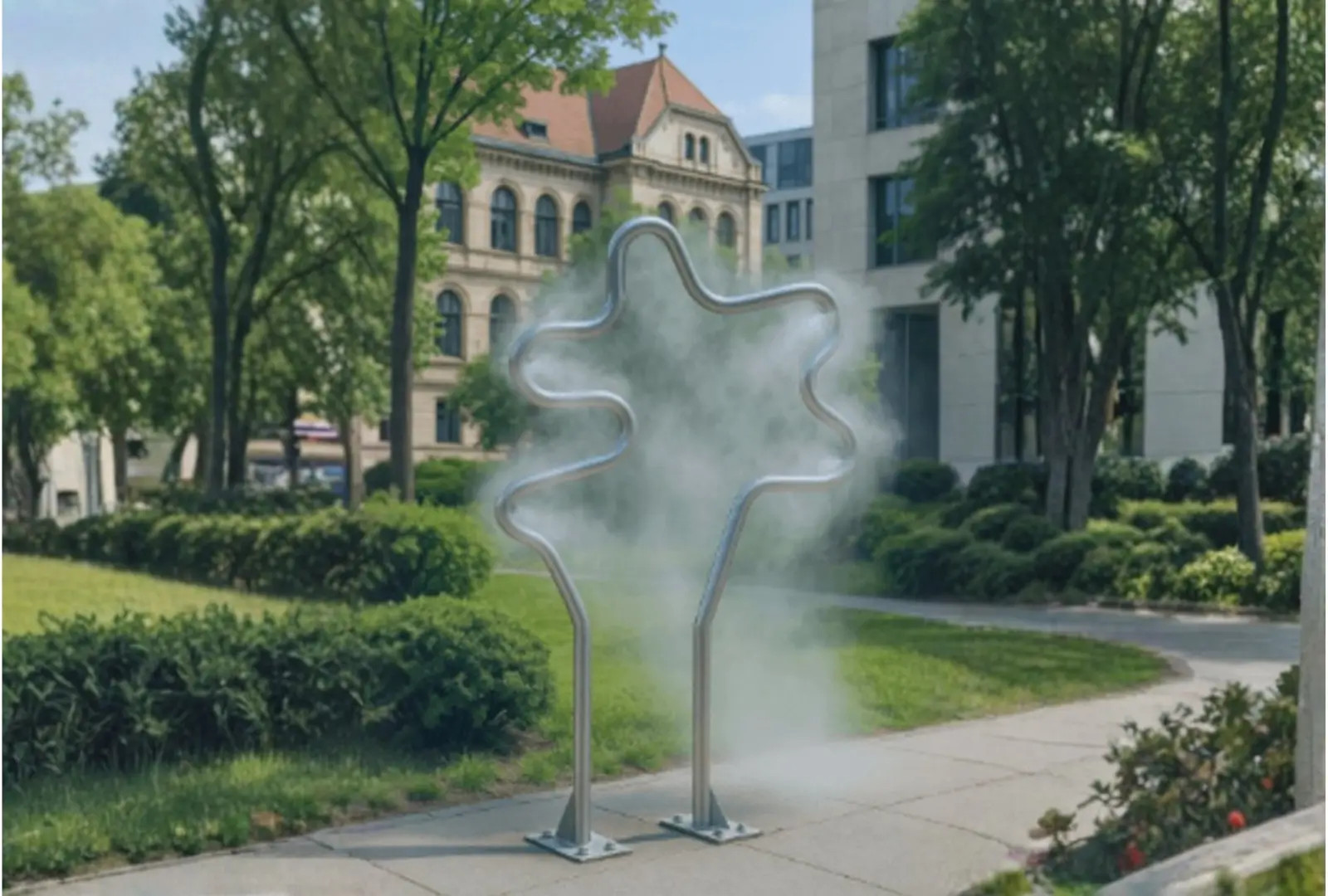 Mlžítko v podobě mraku v městském parku